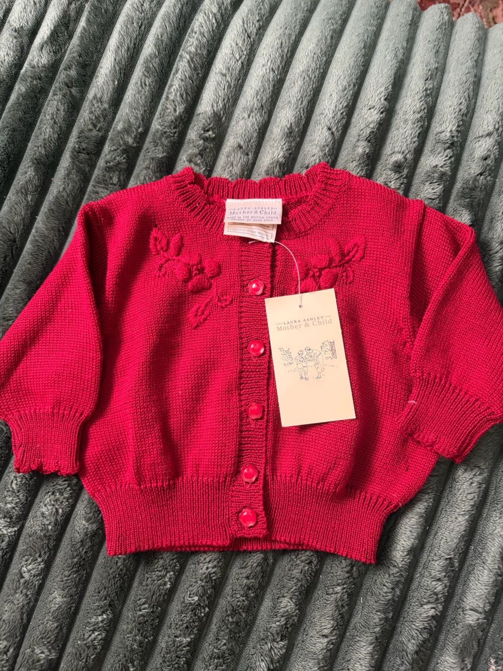 Laura Ashley Mother & Child NWT Red Knit Baby Girl Cardigan Sweater